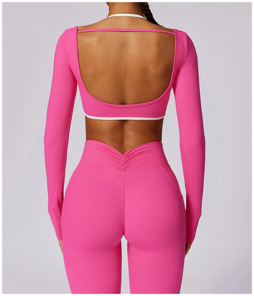 U-Back Sleeve Workout Set with Leggings & Top