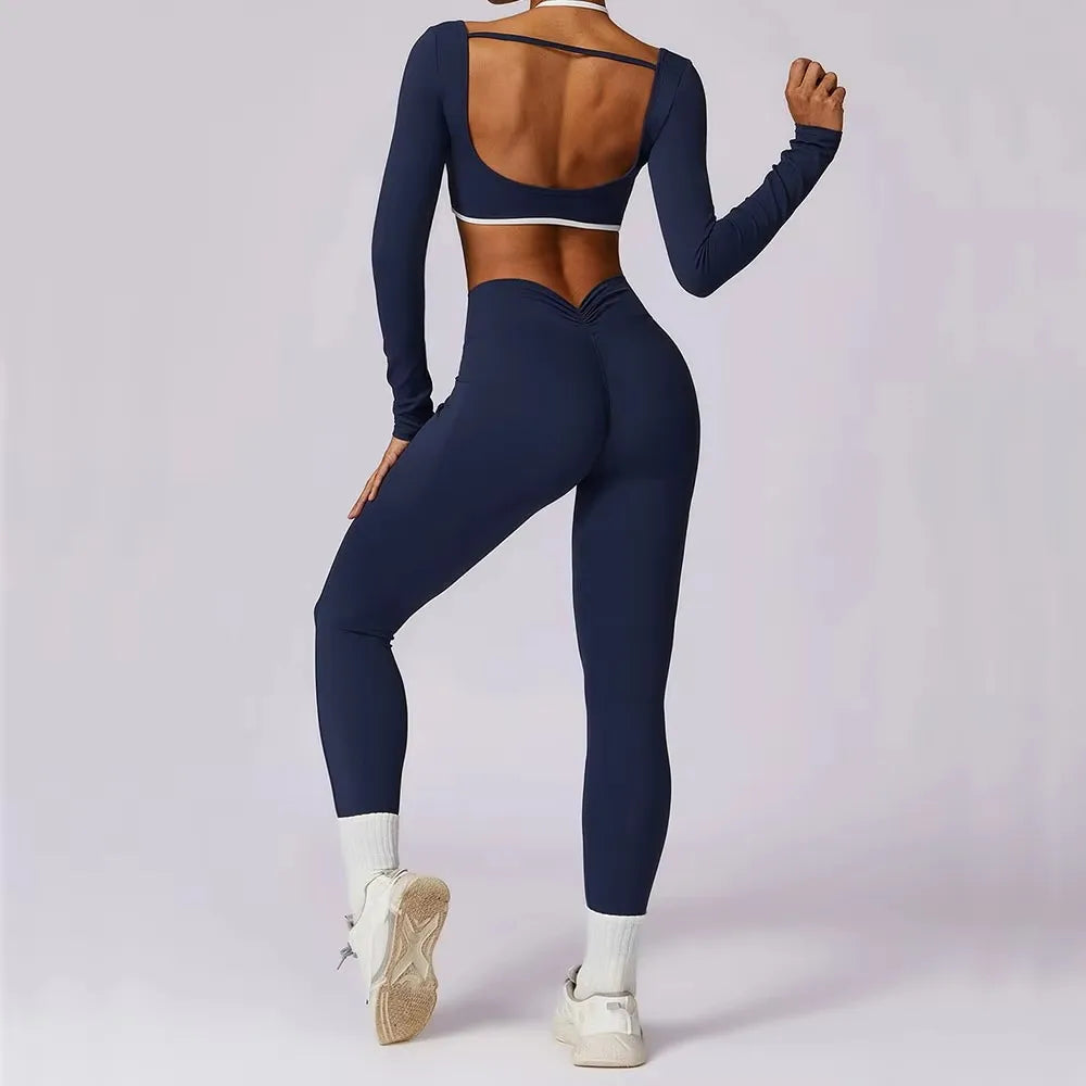U-Back Sleeve Workout Set with Leggings & Top