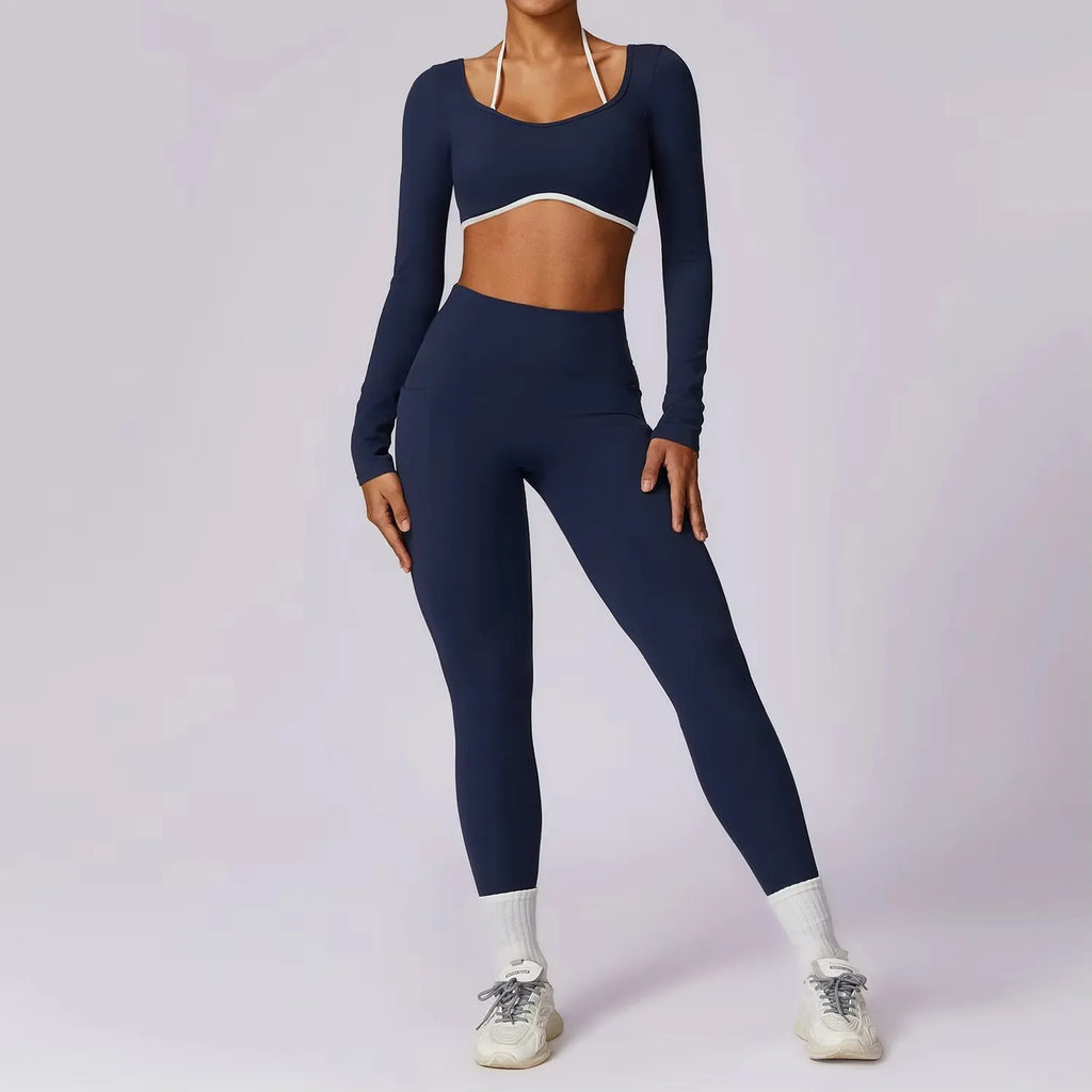 U-Back Sleeve Workout Set with Leggings & Top